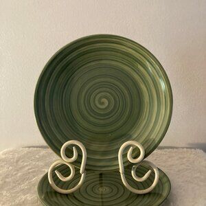 Swirl Hand Painted 8-1/4" Green Salad Plates Set of (2)